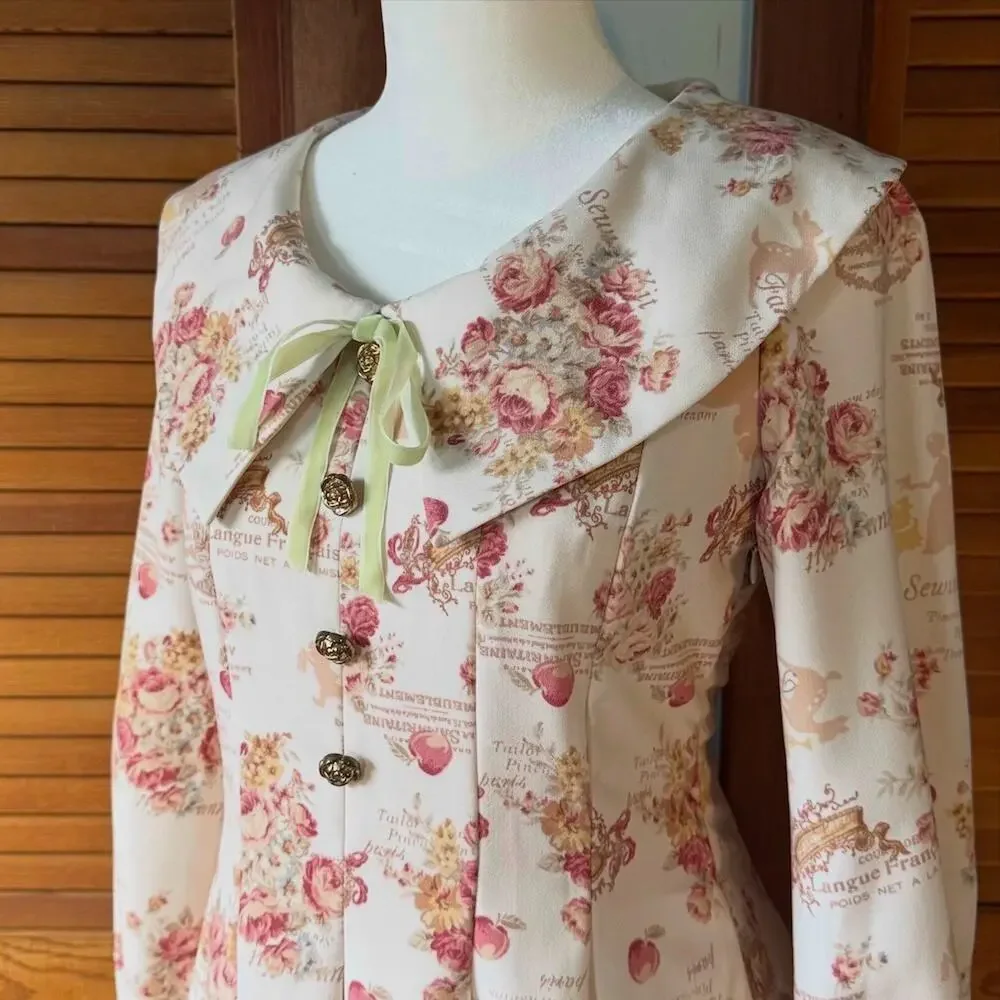Liz Lisa J-fashion Gyaru Himekaji Victorian Rose Ivory Lace-Up Back Dress XS - Picture 7 of 11